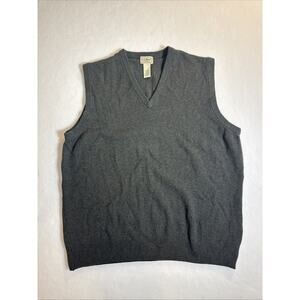 Vintage L.L. Bean Sweater Vest 100% Lambs Wool Dark Grey Mens Large